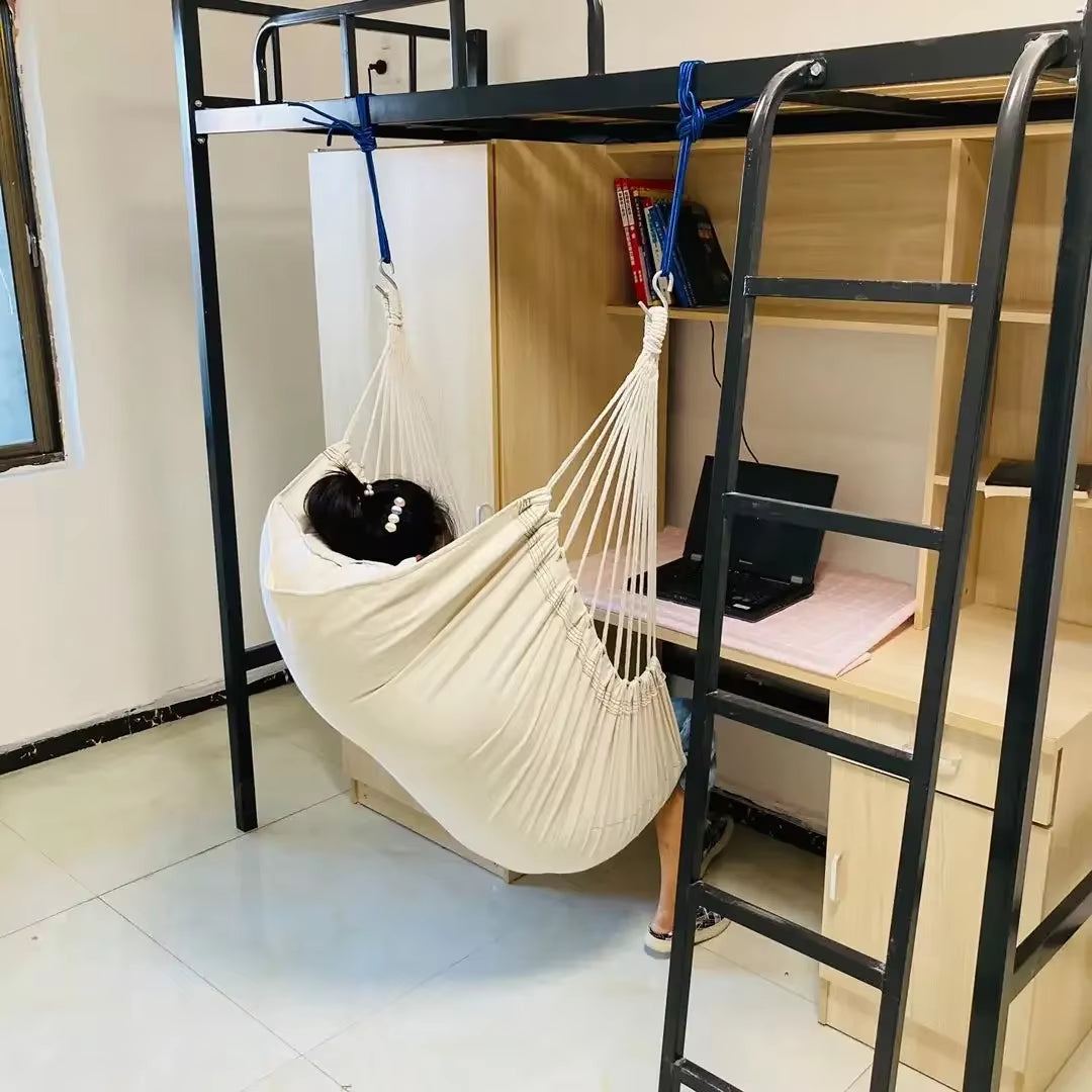 1Pc Leisure Fabric Hammock Chair Outdoor Swing Chair Hammock Dormitory Hammock Chair anti Rollover Hammock with Storage Bag